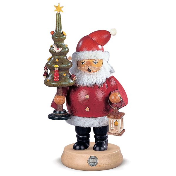 Müller Räuchermann mittelgroß Weihnachtsmann mit Baum 13 x 23 cm