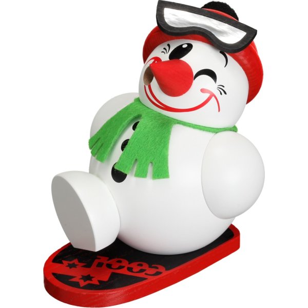 Seiffener Volkskunst Kugelräucherfigur Cool-Man mit Snowboard 11 cm