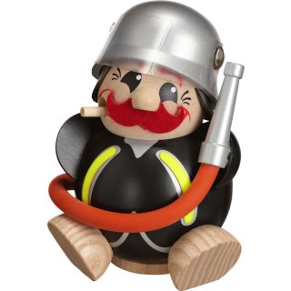 Seiffener Volkskunst Kugelräucherfigur Feuerwehrmann Größe 12 cm