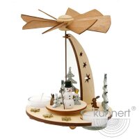 Kuhnert Erzgebirge Teelichtpyramide mit Schneemann natur...
