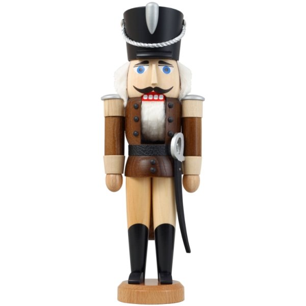 Seiffener Volkskunst Nussknacker Husar braun Größe 28 cm