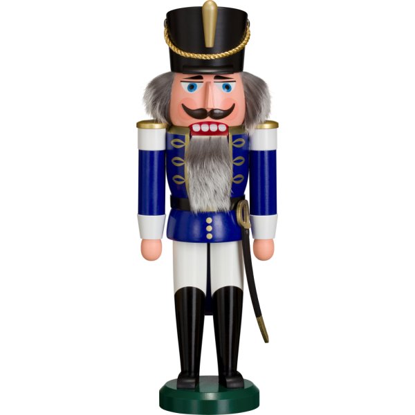 Seiffener Volkskunst Nussknacker Husar blau Größe 37 cm