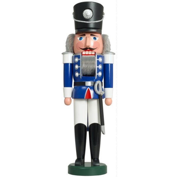 Seiffener Volkskunst Nussknacker Husar blau Größe 50 cm