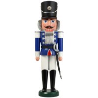 Seiffener Volkskunst Nussknacker Husar blau...