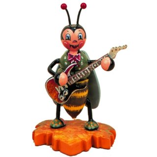 Hubrig-Volkskunst Käfer Hummelmännchen mit E.-Gitarre Höhe 8 cm