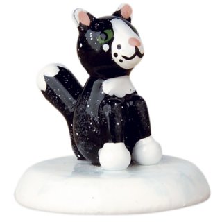 Hubrig-Volkskunst Winterkinder Katze schwarz Höhe 2,5cm