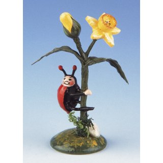 Hubrig-Volkskunst Miniaturen Marienkäfer-Narzisse Höhe 3 cm