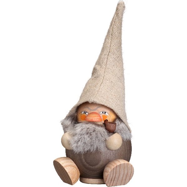 Seiffener Volkskunst Kugelräucherfigur Waldzwerg steingrau Größe 19 cm