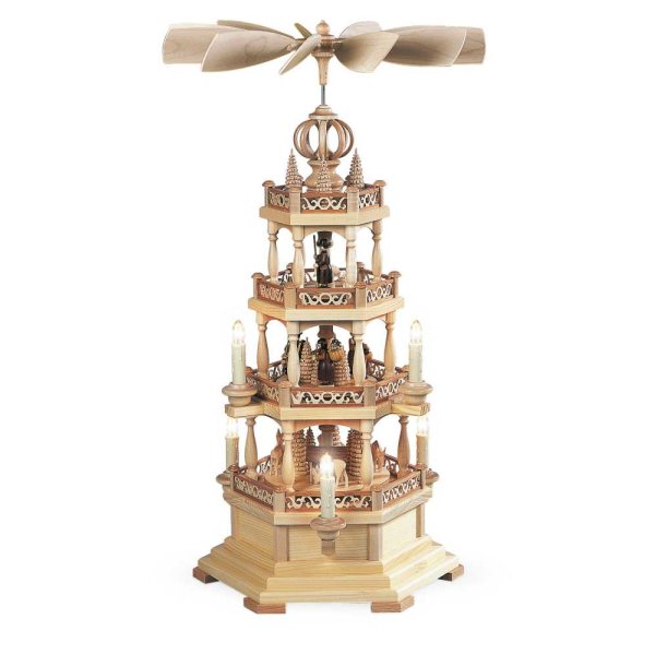 Müller Pyramide mit Waldmotiv 3-stöckig natur elektrisch Höhe 63 cm