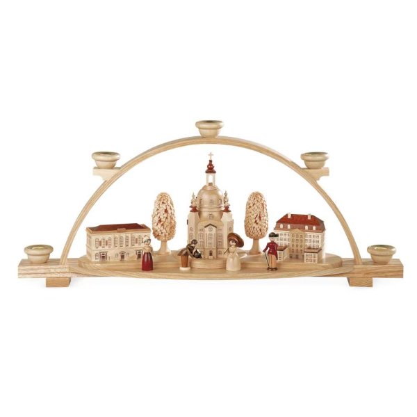 Müller Erzgebirge Schwibbogen Frauenkirche Dresden mit Coselpalais und Johanneum natur 47 x 11 x 20 cm