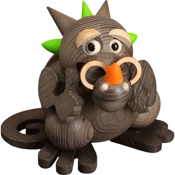 Seiffener Volkskunst Kugelräucherfigur Räucherdrache Opa Größe 9 cm