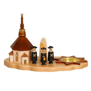 Zeidler Kerzenhalter für Teelicht mit Seiffener Kirche Kurrende 21,5cm