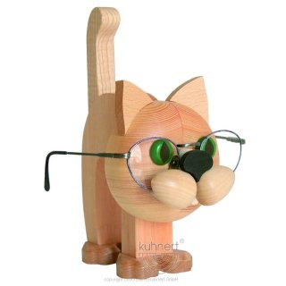 Kuhnert Erzgebirge Brillenständer Katze aus Massivholz