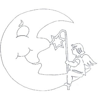 Vorlage FB Mond mit Engel, ca. 28 cm