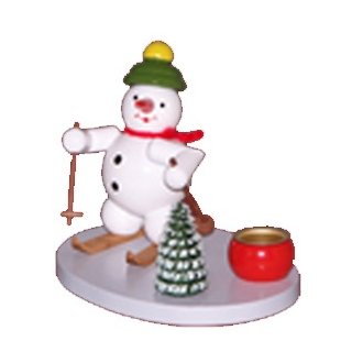 Kerzenhalter Schneemann mit Schneeschuh