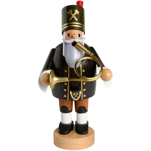 KWO Erzgebirge Räuchermann Bergmann mit Horn Höhe 20 cm
