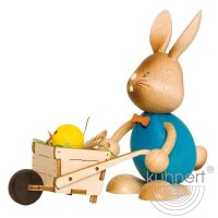 Kuhnert Erzgebirge Stupsi Hase mit Schubkarre Höhe...