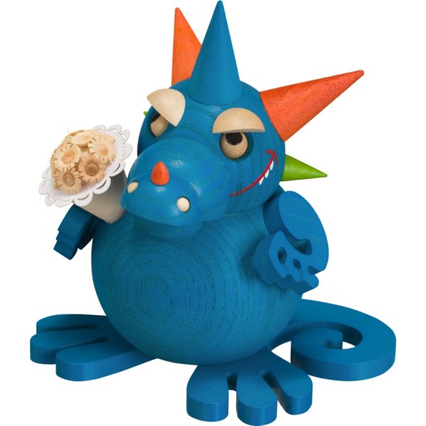 Seiffener Volkskunst Kugelräucherfigur Räucherdrache Papa Größe 12 cm