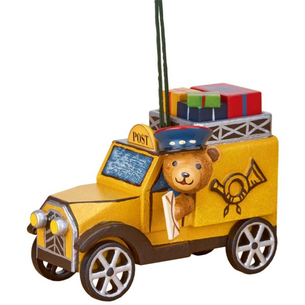 Hubrig-Volkskunst Baumbehang Postauto mit Teddy 8 cm