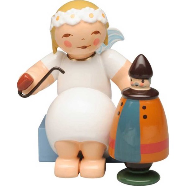 Wendt und Kühn Margeritenengel, sitzend, mit Räuchermann Höhe 4 cm