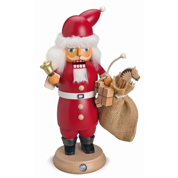 Müller RauchKnacker® Weihnachtsmann mit Glocke und Geschenkesack 14 x 27 cm