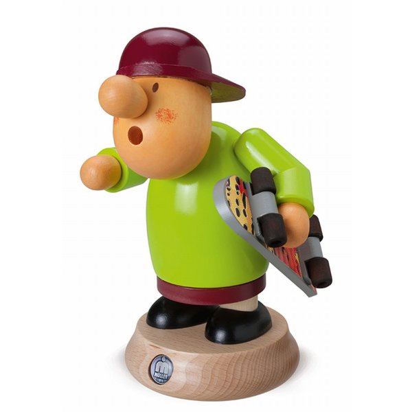 Müller Erzgebirge Räuchermann Müllerchen Skateboardfahrer 12 x 16 cm
