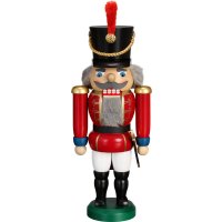 Seiffener Volkskunst Nussknacker Husar rot Höhe 28 cm