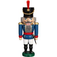 Seiffener Volkskunst Nussknacker Husar blau Höhe 28 cm