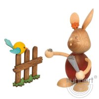 Kuhnert Erzgebirge Stupsi Hase mit Vogel Höhe 12 cm