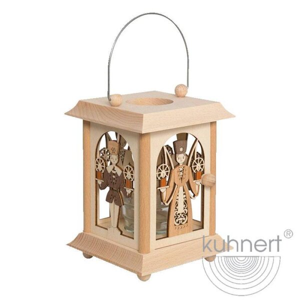 Kuhnert Tischlaterne mit großem Glas - Motiv Engel/Bergmann