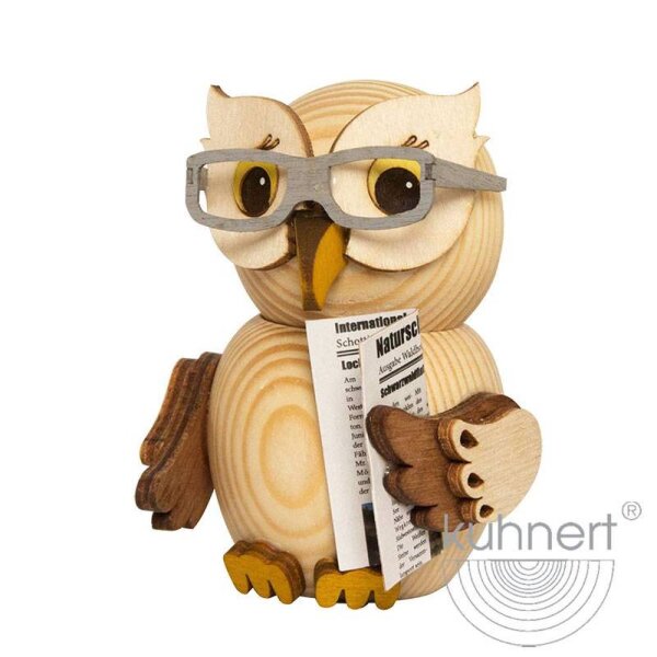 Kuhnert Mini Eule mit Brille natur Höhe 7 cm