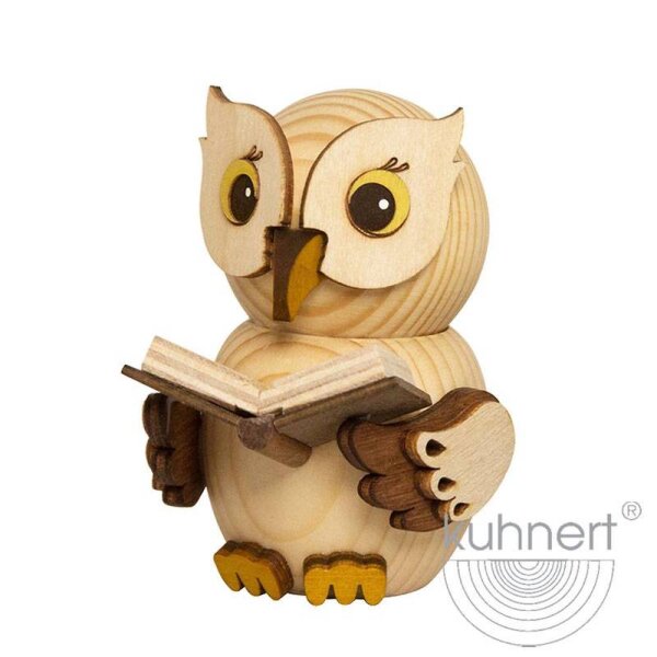 Kuhnert Mini Eule mit Buch natur Höhe 7 cm