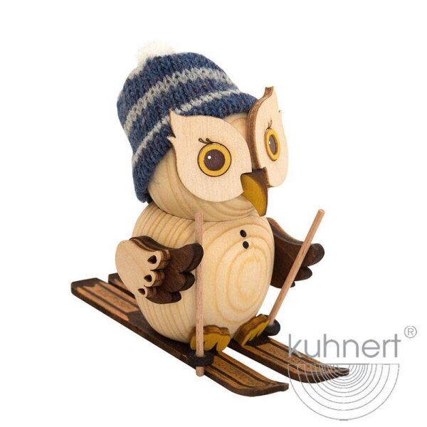 Kuhnert Mini Eule mit Ski natur Höhe 7 cm