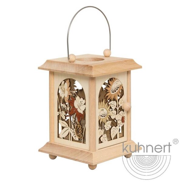 Kuhnert Tischlaterne mit großem Glas - Motiv Sommerblumen