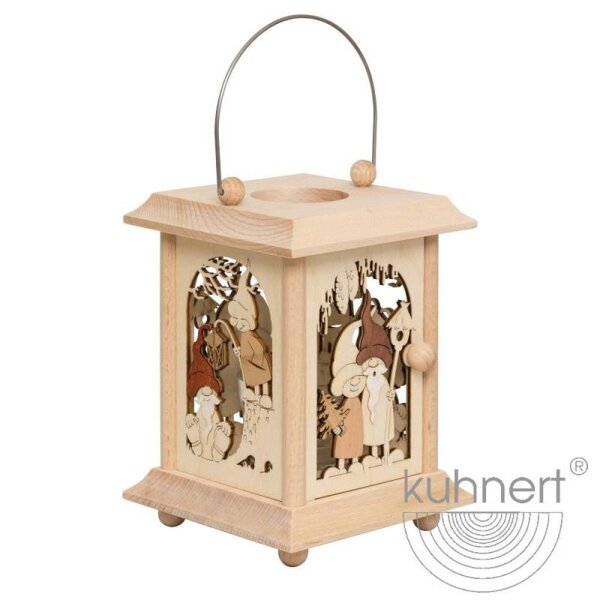 Kuhnert Tischlaterne mit großem Glas - Motiv Wichtel