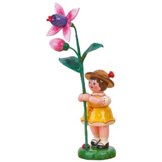 Hubrig-Volkskunst Blumenkinder Mädchen mit Fuchsie Höhe 11 cm
