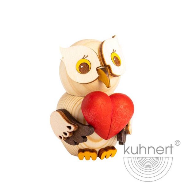 Kuhnert Mini Eule mit Herz natur Höhe 7 cm