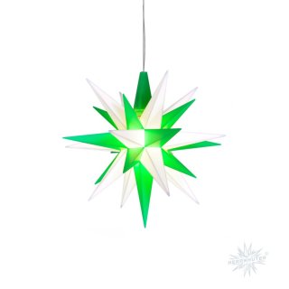 Herrnhuter Sterne 13 cm grün/weiß LED