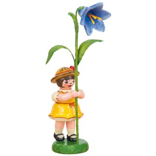 Hubrig-Volkskunst Blumenkinder Mädchen mit Blauglöckchen Höhe 11 cm