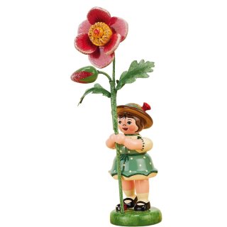 Hubrig-Volkskunst Blumenkinder Mädchen mit Heckenrose Höhe 11 cm