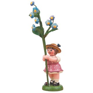 Hubrig-Volkskunst Blumenkinder Mädchen mit Vergissmeinnicht Höhe 11 cm