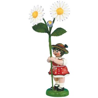 Hubrig-Volkskunst Blumenkinder Mädchen mit Gänseblümchen Höhe 11 cm