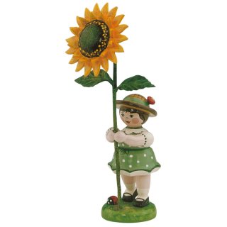 Hubrig-Volkskunst Blumenkinder Mädchen mit Sonnenblume Höhe 11 cm