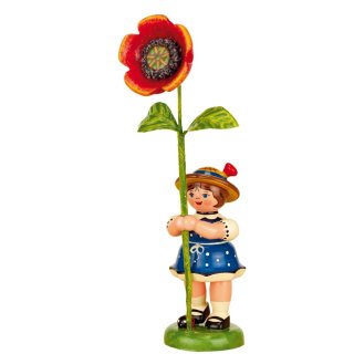 Hubrig-Volkskunst Blumenkinder Mädchen mit Mohnblume Höhe 11 cm