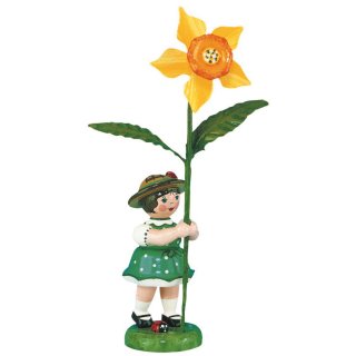 Hubrig-Volkskunst Blumenkinder Mädchen mit Narzisse Höhe 11 cm