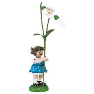 Hubrig-Volkskunst Blumenkinder Mädchen mit Schneeglöckchen Höhe 11 cm