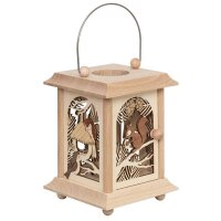 Kuhnert Tischlaterne mit großem Glas - Motiv Eichhörnchen & Vögel