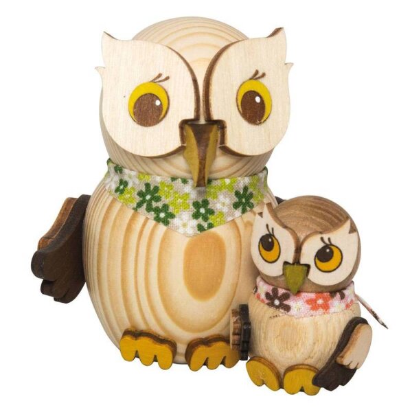 Kuhnert Mini Eule mit Kind natur Höhe 7 cm