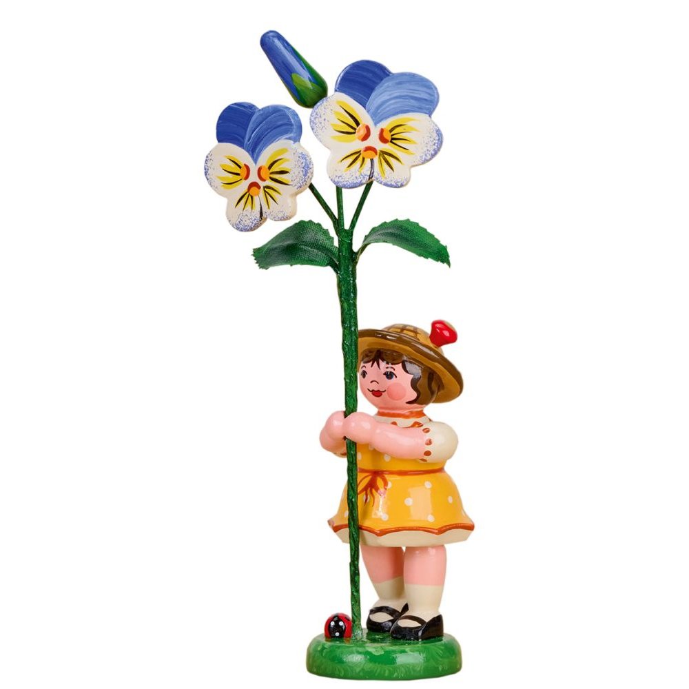 HubrigVolkskunst Blumenkind mit Hornveilchen 11 cm