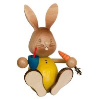 Kuhnert Erzgebirge Stupsi Hase mit Möhre und Becher...